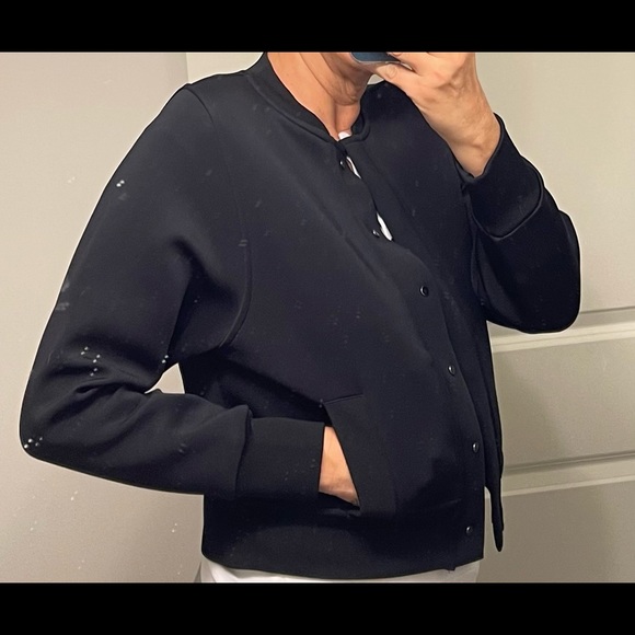 Bomber Jacket DKNY, black scuba fabric UNISEX NWT - Picture 6 of 8